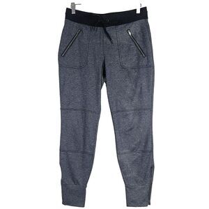 Athleta‎ Jogger Pants S Charcoal Gray Stretch Knit Pull-On Zip Pockets Ankle Zip